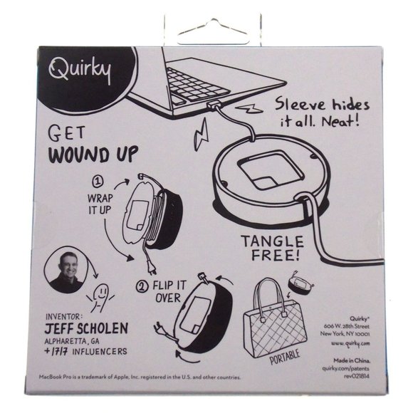 Quirky Powercurl Power Cord Wrap Gray Macbook Air Tangle Free Neat Portable - Picture 2 of 2